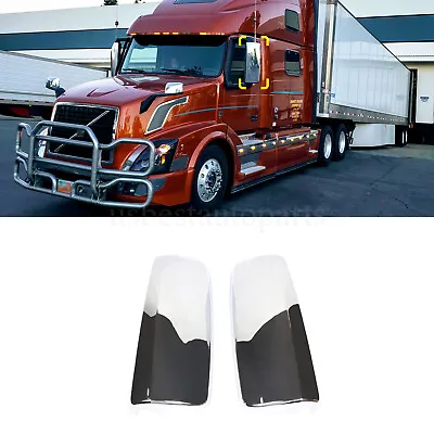 Chrome Door Mirror Cover Driver-Passenger Side/ Set For Volvo VNL Trucks 08-2019 • $69.99