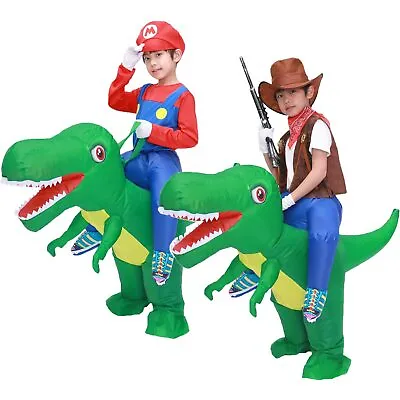 Kids Child Inflatable T Rex Dinosaur Costume Girl Boy Ride Dino Inflated Garment • $28.98