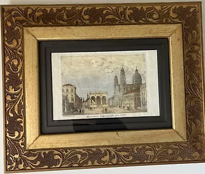 Vintage Orig Radierung Color Print Framed Munchen Rothenburg OT 1850 Germany • $22.95