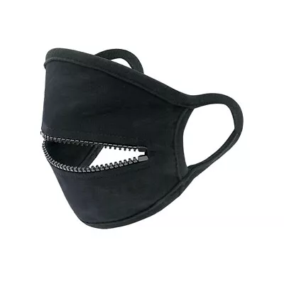 Black Washable Reusable Zipper Mouth Face Mask Funny Cute Daily Cotton Cover • $9.99