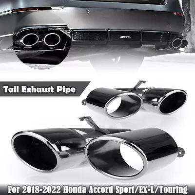 Car Tail Exhaust Quad Tips For 2018-22 HONDA ACCORD SPORT TOURING AKASAKA Silver • $113.91