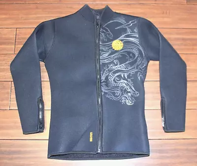 SLINX Wetsuits Men's 5mm Long Sleeve Wetsuit Top Black/Dragon Front Zip Med • $30