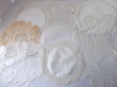 Vtg Lot 9 Medium Crochet Doily Cut Drawn Work Embroid Linen Cotton 10in 11in • $29.99