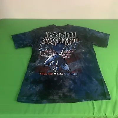 Liquid Blue Lynyrd Skynyrd Medium Blue  Tie Dye 2014 Eagle Short Sleeve Shirt • $5