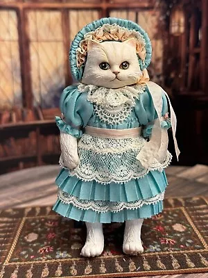 Vintage Artisan Miniature Dollhouse OOAK Porcelain Victorian Cat Doll Prudence • $499.99