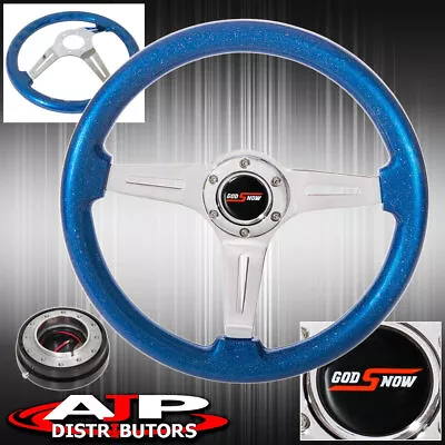 Godsnow Metallic Ocean Blue Deep Dish Steering Wheel + Slim Black Quick Release • $83.99