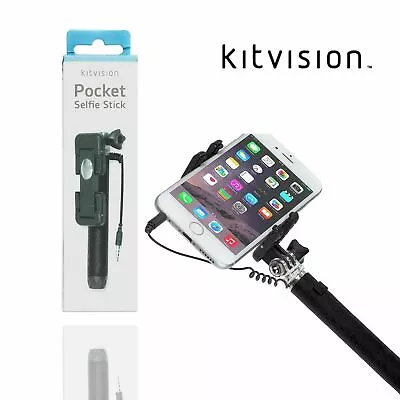 Kitvision Pocket Wired Selfie Stick With Mirror Black • £5.85