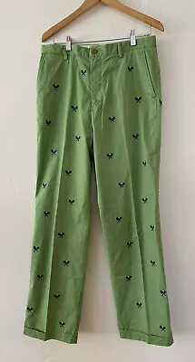 VTG Lime Green Tennis All Over Print Cuffed Pants 32x33 Embroidered Trousers  • $39.95