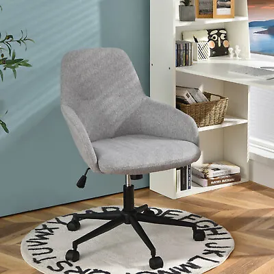 Upholstered Linen Fabric Leisure Chair  Ergonomic Desk Chair Home Office Chair • £84.95