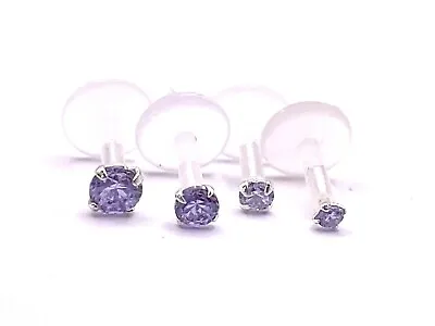 £3.95 • Buy Purple Crystal Labret Helix Tragus Bioflex Ear Bar 1.5, 2, 2.5 Or 3mm Push Fit