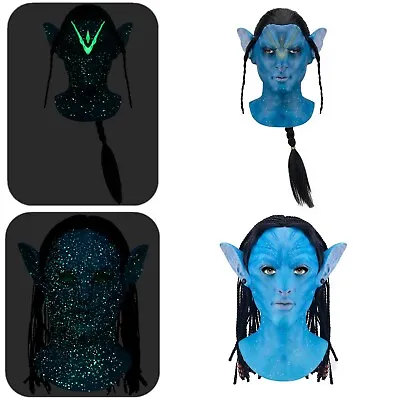 Avatar Cosplay Latex Masks Luminous Jake Neytiri Helmet Halloween Party Props UK • £20.99