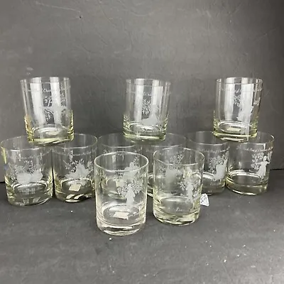 RARE Garrick Etched Lowball Old Fashioned Glasses 12 Days Christmas 1975 CHOICE • $9.98