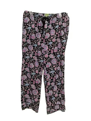 $9.77 • Buy Vera Bradley Sz M Lounge Pajama Pants Black Floral Flannel 