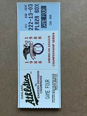 1988 Oakland A's Amer.  League Championship Series Ticket Stub Game 4 NEAR MINT • $9.95