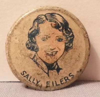 Vintage 1930 Sally Eilers Cracker Jack Advertising Pinback Button-Hollywood Star • $15