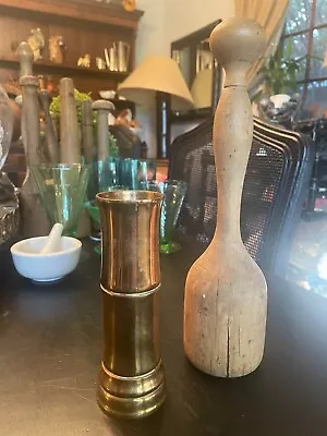 Vintage Heavy Brass  Faux Bamboo Flower Vase 6  Tall • $35