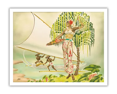 Hawaiian Island Beauty - Vintage Hawaiian Airbrush Art By Gill C.1940 • $12.98