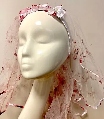  Halloween Bloody Veil Zombie Bride Fancy Dress Costume Headpiece Wedding Vail • £6.99