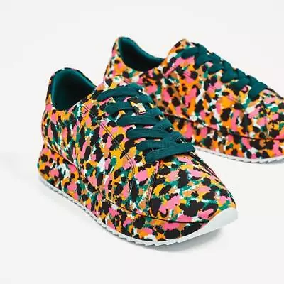 $34.99 • Buy ZARA Womens Sz 39 8.5/ 9 Allover Printed Satin Colorful Abstract Leopard Print