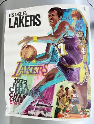 Original Vtg 1972 Los Angeles Lakers NBA Champs Poster Wilt West ProMotions RARE • $127