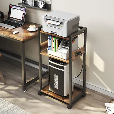3-Tier Mobile Printer Stand Rolling Office Scaner Cart Storage Shelf +Power Port • $64.99
