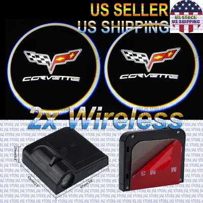 2pcs Wireless Ghost Shadow Logo LED Light Courtesy Door Step Chevy CORVETTE C6 • $20.90