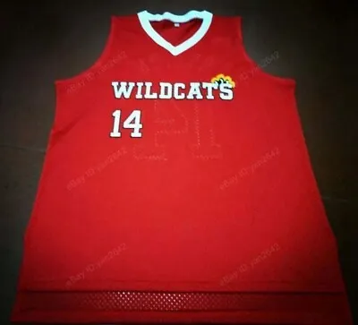 Rare Zac Efron Troy Bolton #14 East High School Basketball Jersey Youth Mens Red • $41.99