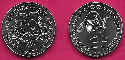 West African States 50 Francs 2021 Unc Emblem Of Central Bank Of West Africa Sta • $3.75