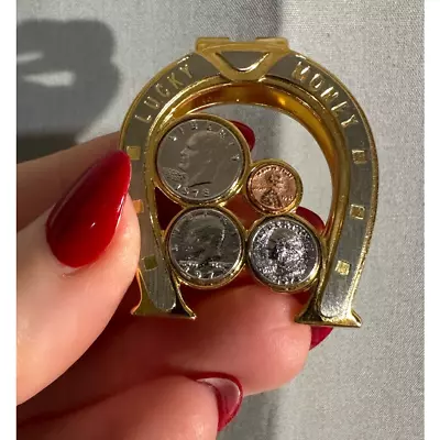 Vintage Money Clip Gold Tone Coins Lucky Money • $39.99
