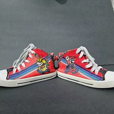 Super Mario Brothers Kart Sneakers Kids 13 Bowser Red High Top READ Play Sneaks • $8.98