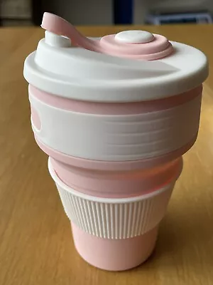 350ML Collapsible Portable Silicone  Coffee Mug Pink Posted From UK • £3.50