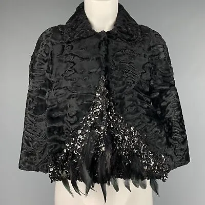 J.MENDEL One Size Black Feathers Fur Capelet • $1006