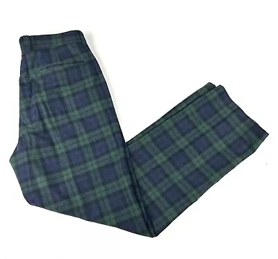 J. Crew Wool Blend Dress Pants Mens Size 32 X 32 Blue & Green Tartan Plaid • $21.95