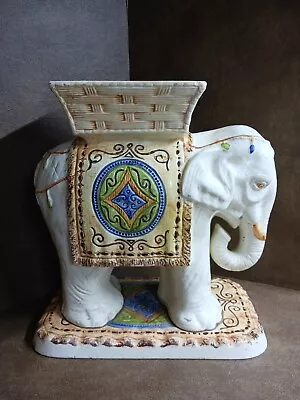 Vintage Chinoiserie Glazed Ceramic Elephant Garden Seat Hand Painted In Brazil • $110