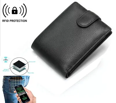 Men's Wallet With Button Coin Pocket & ID Window | RFID Blocking Card Holder • £5.99