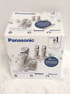  Panasonic KX-TGL463 S Silver  3 Handsets Single Line Cordless Phone - Silver.B1 • $27