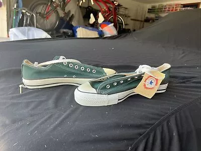 Vintage 1980s Converse All Star Chuck Low Green Size 11 New Made In USA • $100