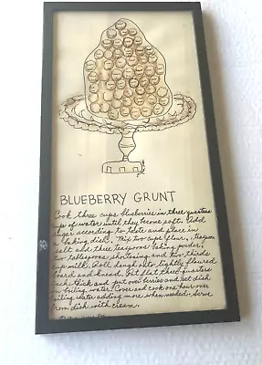 Vtg Soovia Janis Jacque Pati Blueberry Grunt Kitchen Art Recipe Signed '62 • $39.95