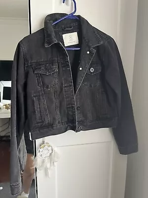 Cotton On Black Cropped Denim Jacket Size 8 • $30