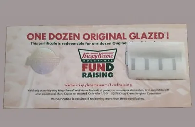 Krispy Kreme Certificate (1 Certificate For A Dozen Original Glazed Doughnuts) • $7.97