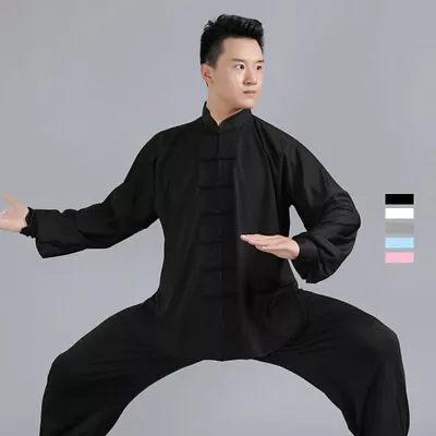 Chinese Kung Fu Tai Chi Uniform Martial Arts Wingchun Suit Clothes Milk Silk • £26.39