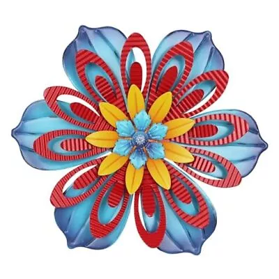  Metal Flower Wall Decor 11 Inch Wall Art Decorations Rustic Home Blue-378 • $26.11