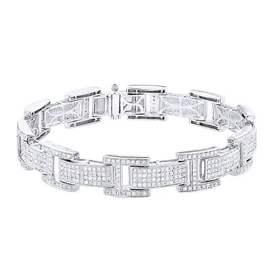 3.96 Ct Simulated Diamond 10K White Gold Plated Pave Link Bracelet For Men's • $847.36