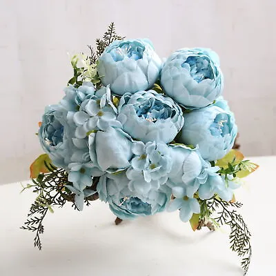 13 Heads Silk Peony Artificial Fake Flowers Wedding Bouquet Home Party Decor • £6.98