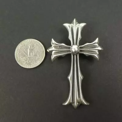 Classic Large Heavy Solid 925 Sterling Silver Cross Gothic Biker Men Pendant • $79