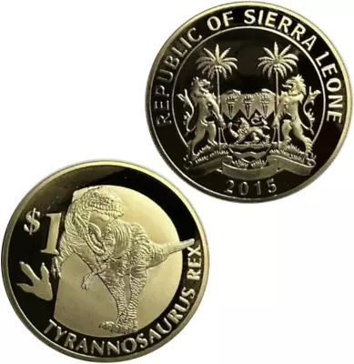 2015 Zambia Golden Tyrannosaurus REX Dinosaur Commemorative Coin Animal Coin • $11.27