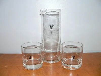 Vintage 3-Piece Playboy Cocktail Set W/Pitcher & 2 Short  Rocks  Drink Glasses • $37.95