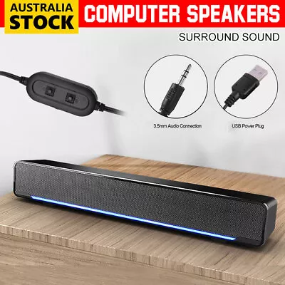 3.5mm USB Computer Speakers Surround Sound Kit For PC Desktop Stereo Subwoofer • $24.95