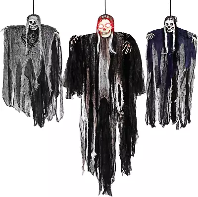 3 Pack Hanging Halloween Ghosts Decorations | Grim Reapers Skeleton  • $28.99