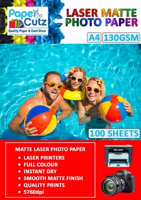 A4 Paper Matte 130GSM For Laser Printer Photo Prints Double Side - 100 Sheets • £8.99